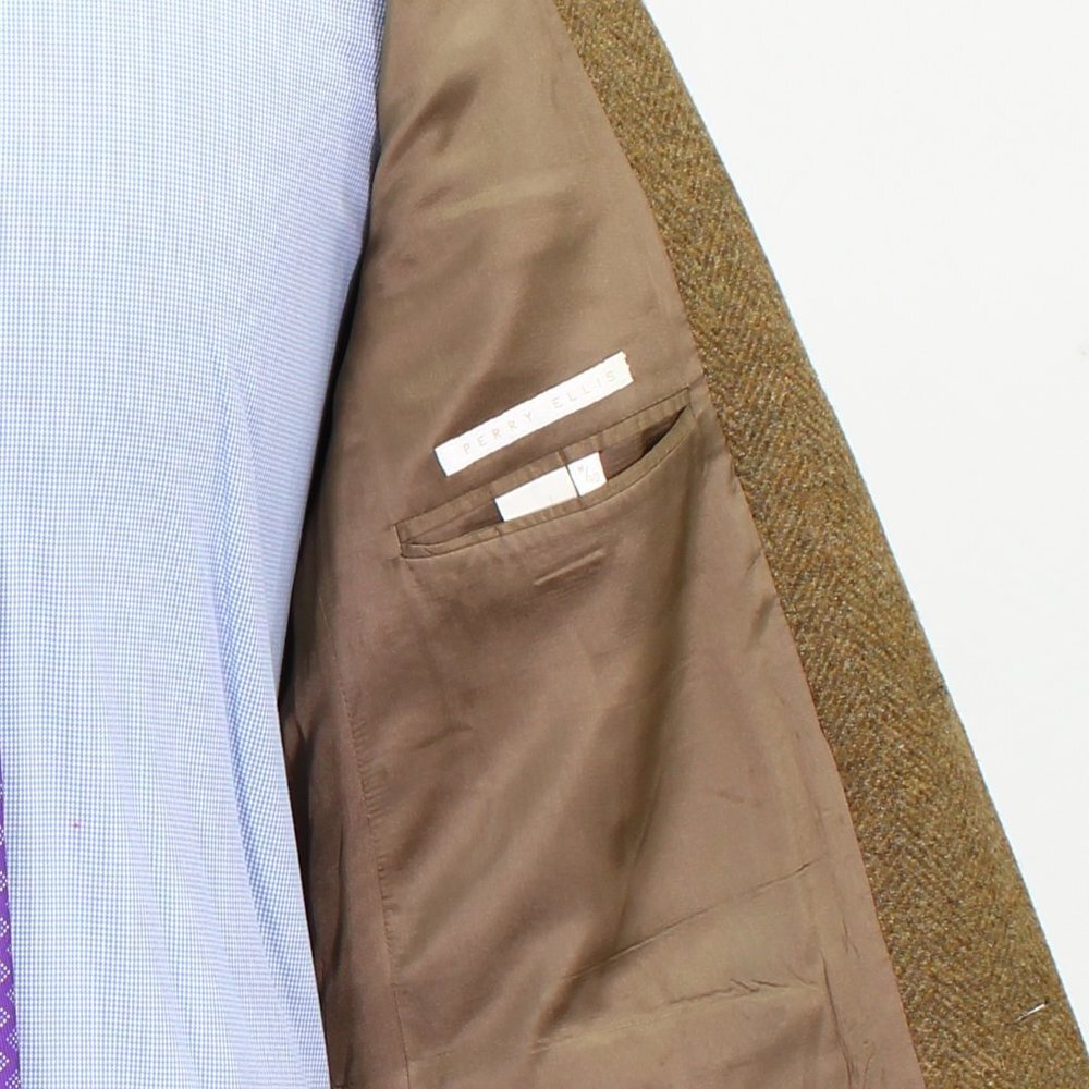 Perry Ellis 40R Brown Solid 3-Button Sport Coat Blazer Jacket V964 - Picture 10 of 11